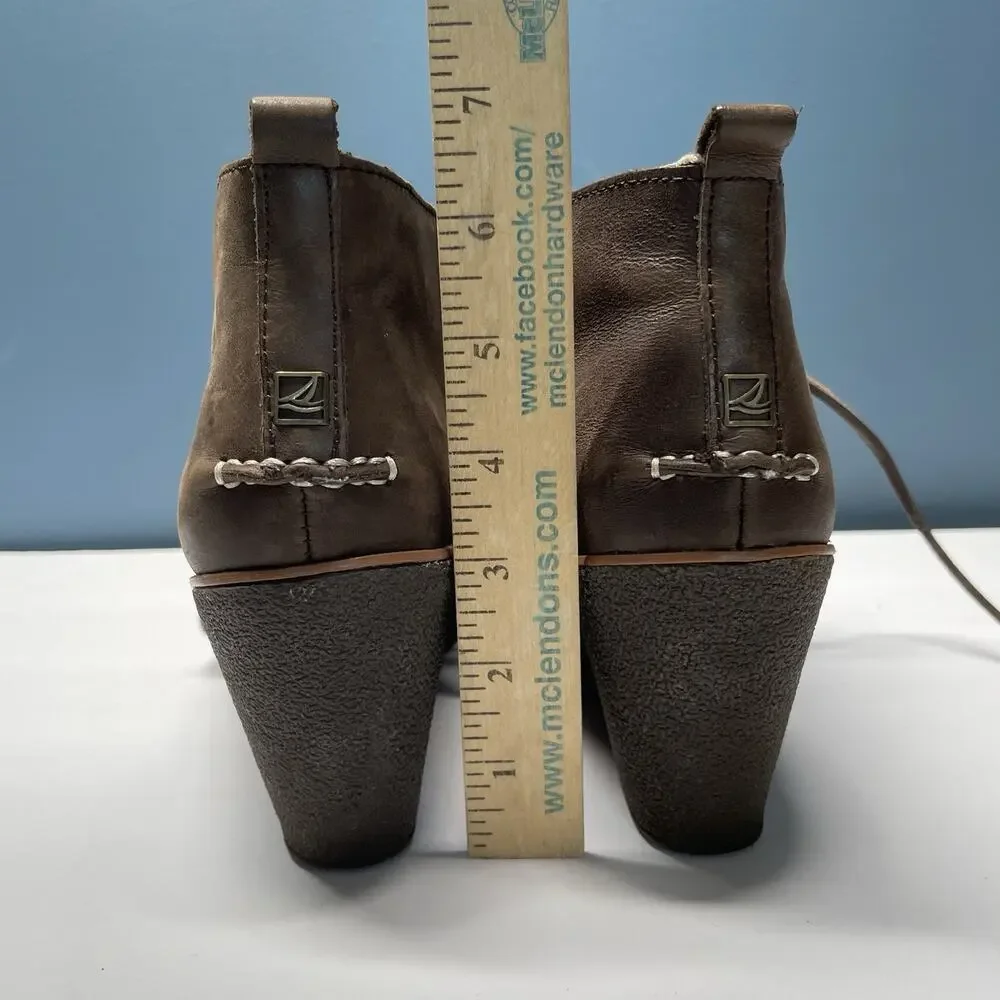Sperry Women's 8.5M Harlow Burnished Brown Leather Wedge Heel‎ Ankle Bootie